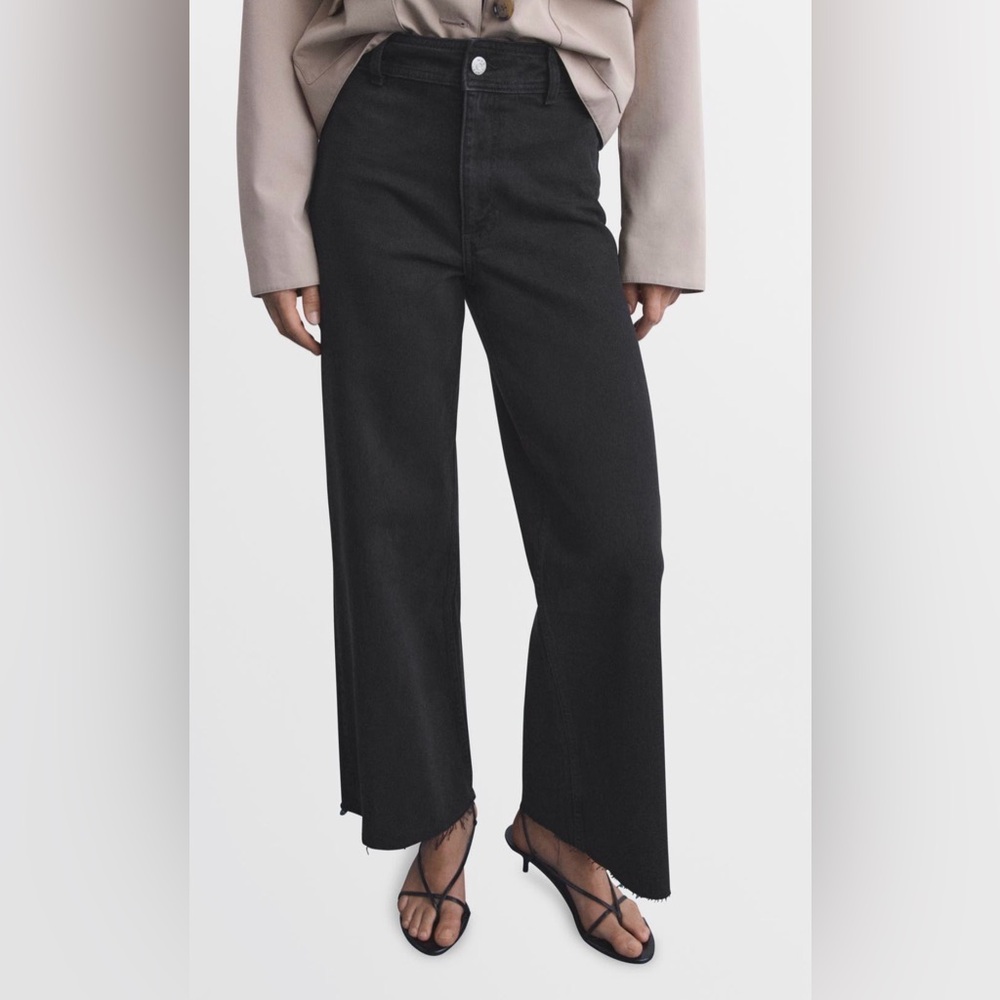 Mango Black Wide-Leg Jeans